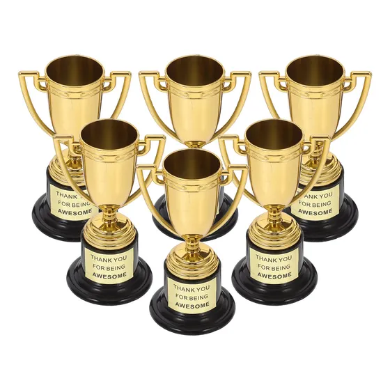 Trofeos Dorados De Plástico, 6 Unidades, Para Fiestas