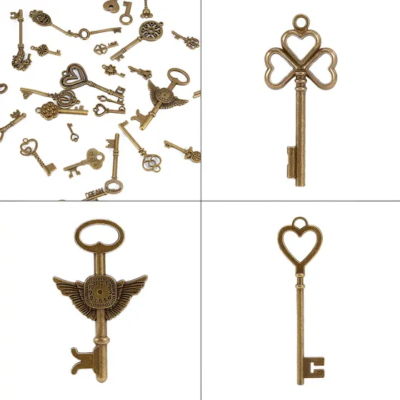 Llaves Vintage, 69 Unidades, Surtido De Esqueletos De Bronce