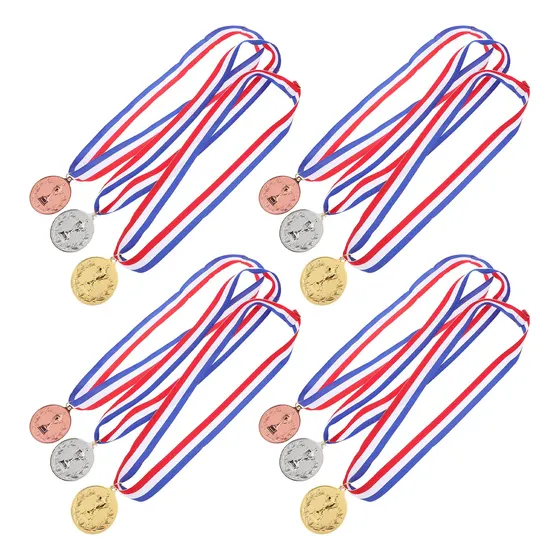 12 Medallas De Oro, Plata Y Bronce Para Niños Y Adultos