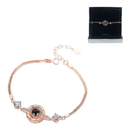Pulsera Te Amo 100 Idiomas Redondo Enchapado Oro + Estuche