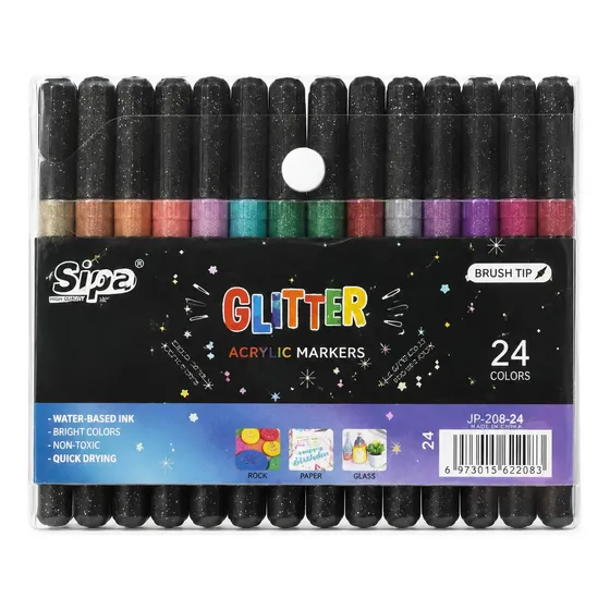 Marcadores Acrílicos Con Glitter Secado Rápido Dibujo