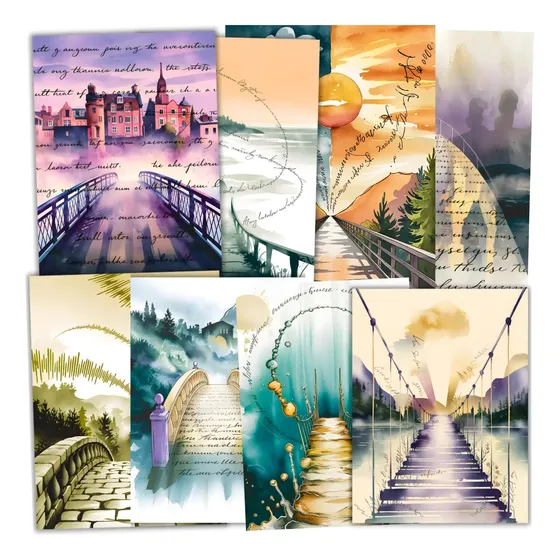 Papeles Vintage Para Scrapbook Journaling Envolve Puentes X8