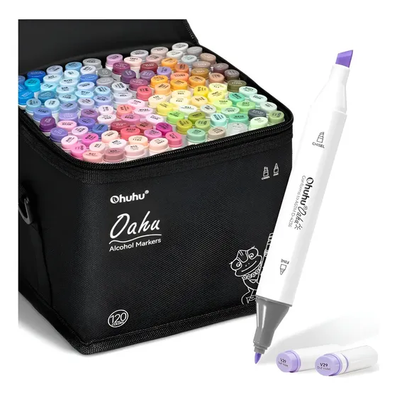 Rotuladores De Alcohol Ohuhu Oahu, 120 Colores, Cincel Y Pun