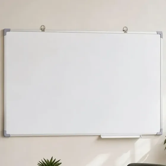 Pizarra Blanca 80x120cm Marco Plastico Bandeja Desmontable Blanco