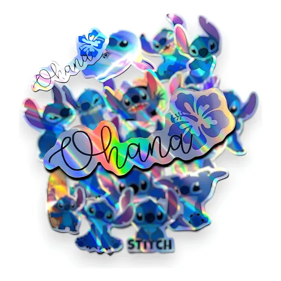 Pack Stickers Stitch Disney Calcos Holograficos X17 P Termo