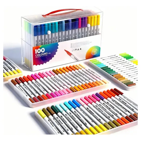* Juego De Rotuladores De Doble Punta De 100 Colores (punta  Multicolor