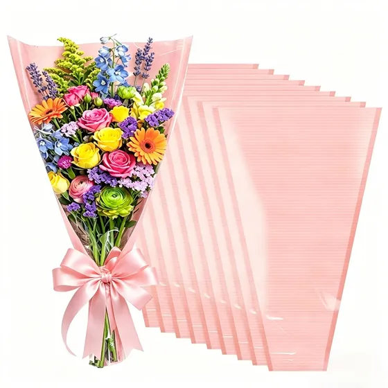 60 Fundas Para Flores, Papel Celofán Para Envolver Ramos