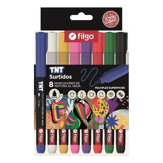 Marcador Filgo Tnt Al Agua 0.7/1mm Multisuperficie X 8 Un