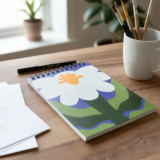 Libreta Anotador Flor 80 Hojas Puntos 16x11 Cm + Stickers!