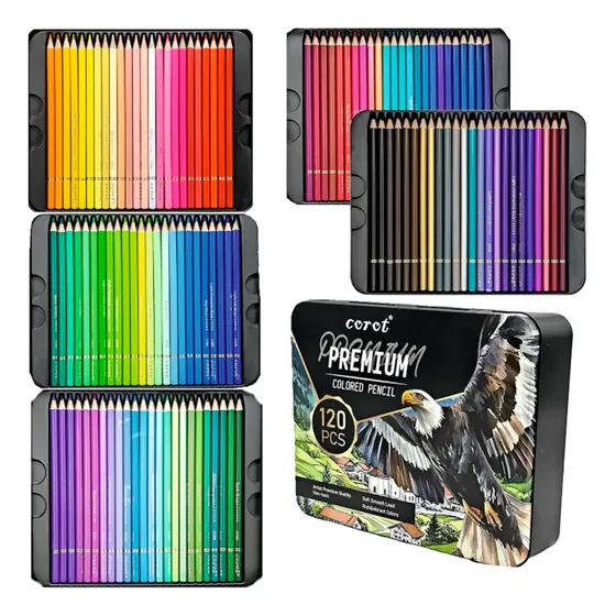 Lápices Colores Núcleo Suave 120 Pz Caja Metal Profesionales
