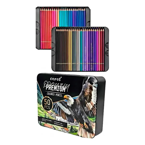 Lápices Colores Núcleo Suave 50 Pz Profesionales Caja Metal