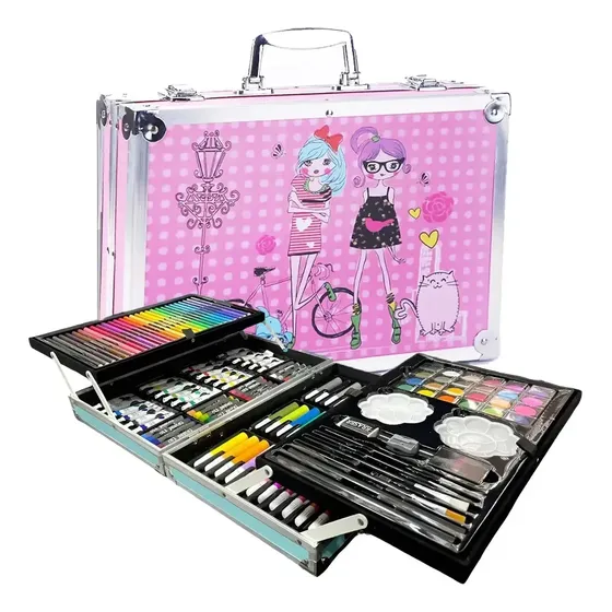 Set Arte Maletin Niños Marcadores Crayones Acuarelas Colores