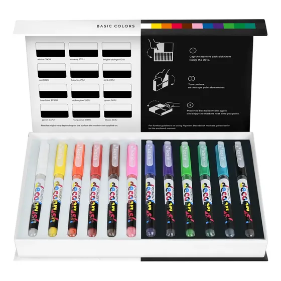 Marcadores Karin Pigment Decobrush 12 Colores Acrílicos