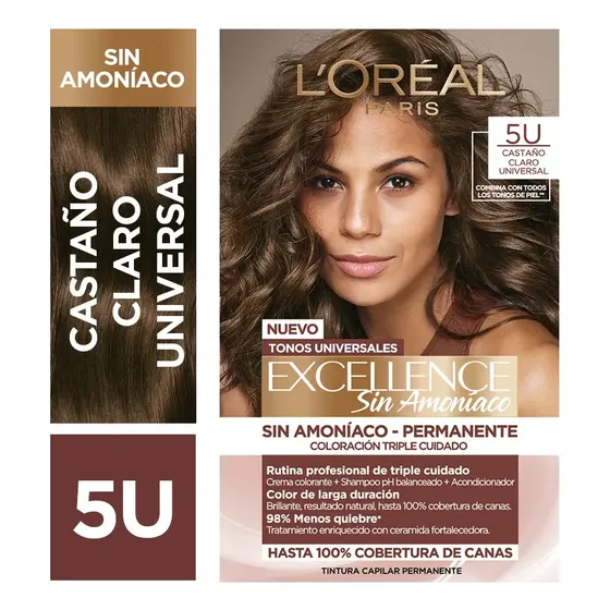 Coloración Permanente Excellence Sin Amoníaco L'oréal Paris 5u Castaño Claro Universal