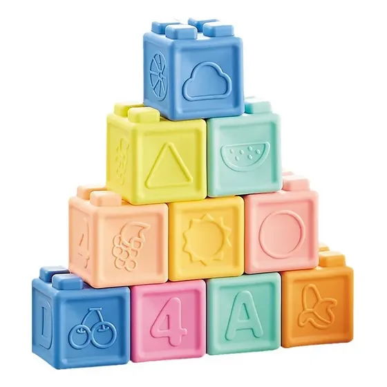 Un Juguete De Goma Blanda Para Apilar Bebés Con Bloques De C Color