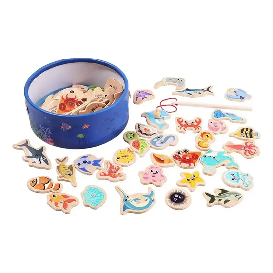 A Juguetes De Pesca De Madera Montessori, Juego Educativo