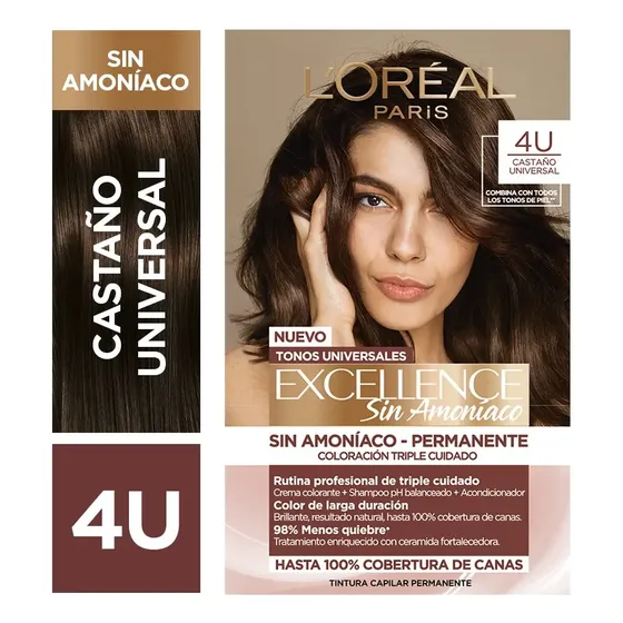 Coloración Permanente Excellence Sin Amoníaco L'oréal Paris 4u Castaño Universal