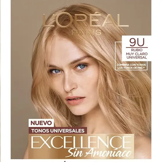 Coloración Permanente Excellence Sin Amoníaco L'oréal Paris Tono 9U Rubio Muy Claro Universal