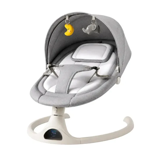 Mecedora Automática Para Bebé Eléctrica Con Control Remoto Hamaca Mecedora Infantil Reclinable Con Movimiento Suave Cómoda Y Práctica Para Bebés Gris