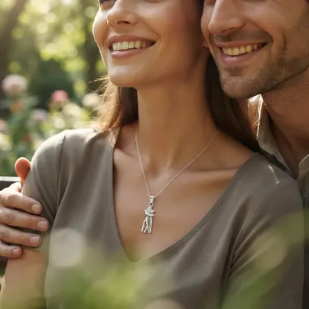 Collar Dije Abrazo Amistad Pareja Enamorados De Plata Plata 925