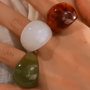 Set 4 Anillos Resina Estilo Boho Mujer
