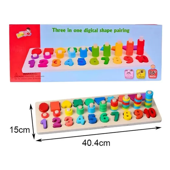 Juego Encastre Madera Didactico Numeros Montessori Bebe Multicolor