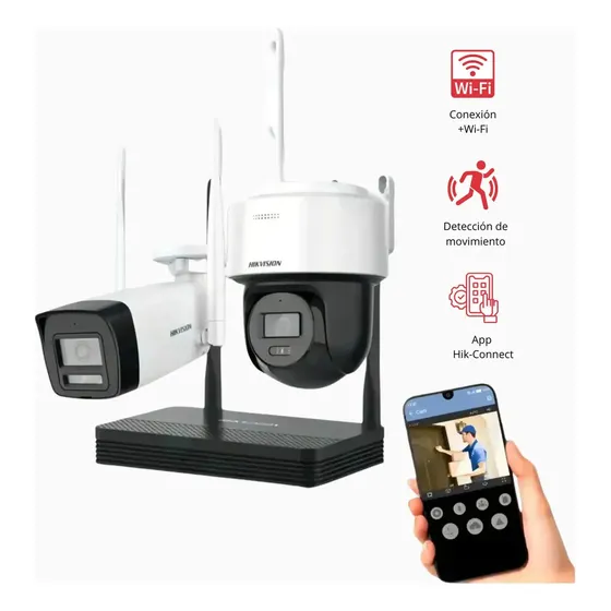 Kit Hikvision Nvs + 2 Camaras Ip Wifi EasyLink 4mp Exterior Color Blanco