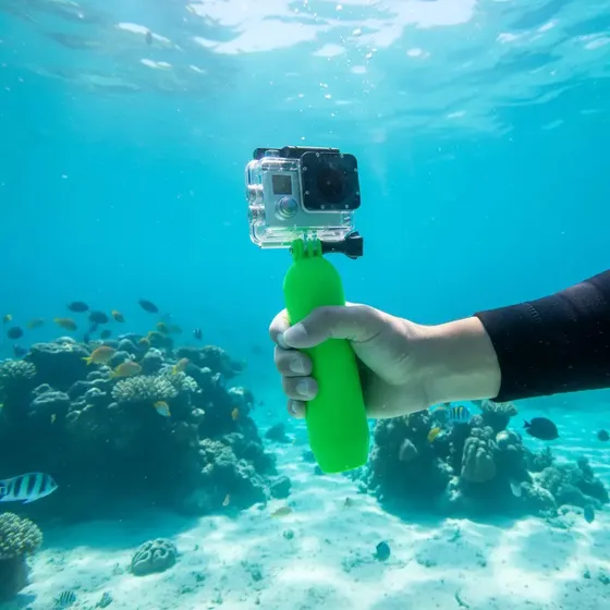Flotador Para Gopro Grip De Mano Color Verde fluor