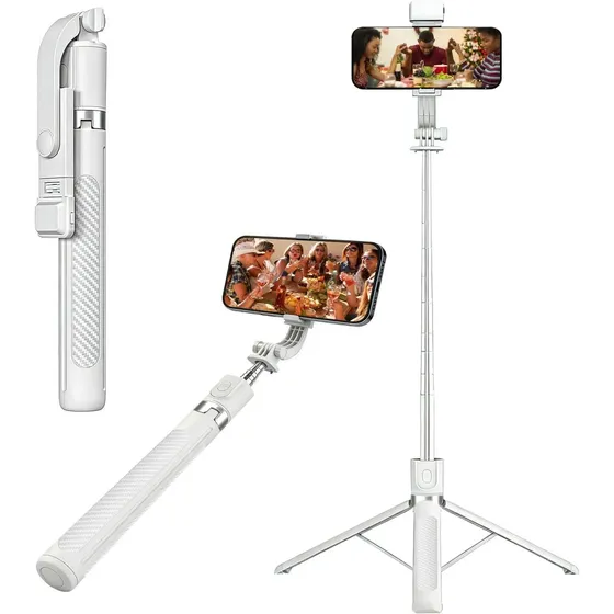 Palo Selfie Trípode Plegable Con Control Remoto Blanco