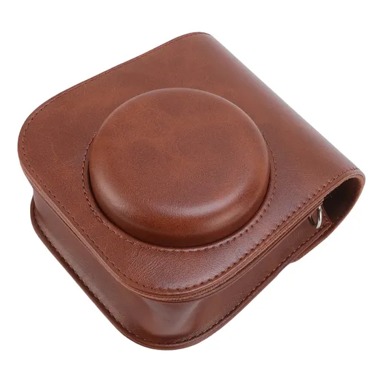 Funda Protectora De Piel Sintética Marrón Para Cámara Mini12