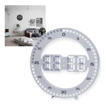Reloj Digital Redondo Led De Pared O Escritorio Con Alarma