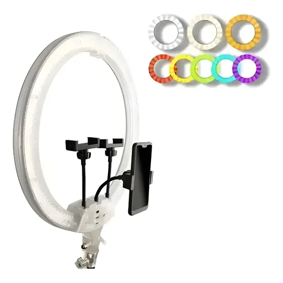 Aro De Luz Led Rgb 3d 56 Cm Cristal Touch Control Remoto