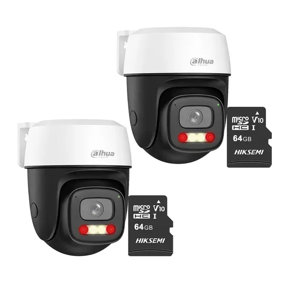Pack 2 Cámaras de Seguridad Dahua IP 5MP Wi-Fi PTZ con Visión Nocturna a Color y Audio Bidireccional para Exterior