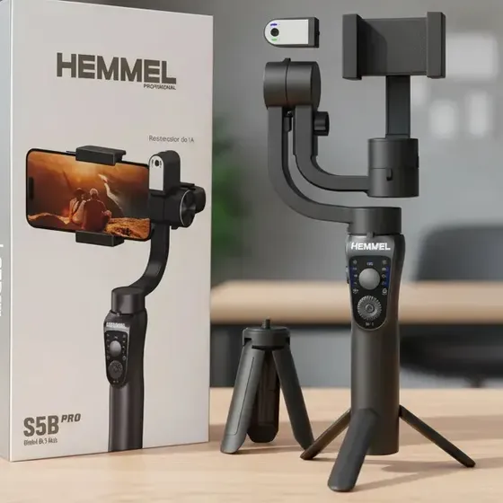 Estabilizador Gimbal HEMMEL S5B PRO de 3 Ejes para Celular con Seguimiento IA y Trípode