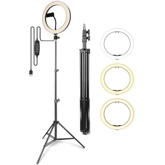 Aro De Luz Led Grande Celular Tripode Profesional 2.10 Mts Color Negro