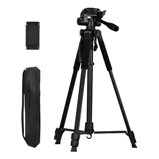 Trípode Profesional Portátil Daza de Aluminio Para Cámara Réflex y Celular, 1.40 Metros, Negro