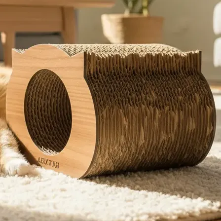 Rascador Gatos Juego Cartón Corrugado Agatar Cara De Gato 1 Marrón