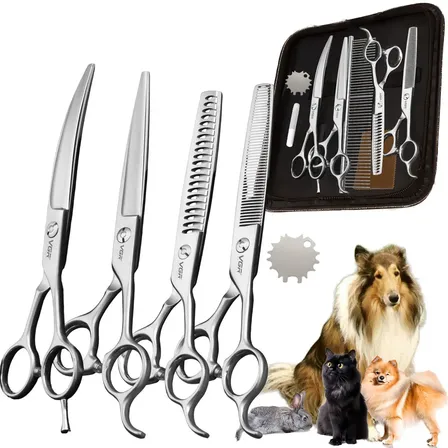 Tijeras Peluqueria Mascotas Vgr Corte Recto Curva Pulir 7