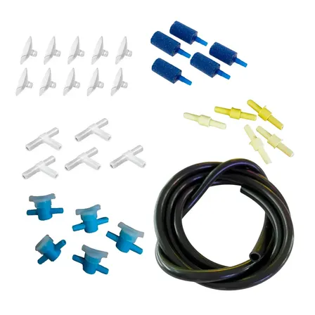 Combo De Aireación Completo: Piedra Difusora + Manguera + Sopapa + Conectores T Y Rectos | Kit De Oxigenación Ideal Para Peceras, Acuarios Y Sistemas De Cultivo Hidropónico Dwc - 0800 Growshop