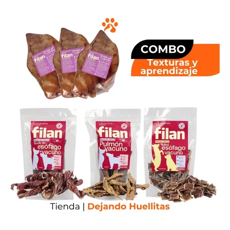 Combo Texturas Y Aprendizaje Filan Snack Natural P/ Perro