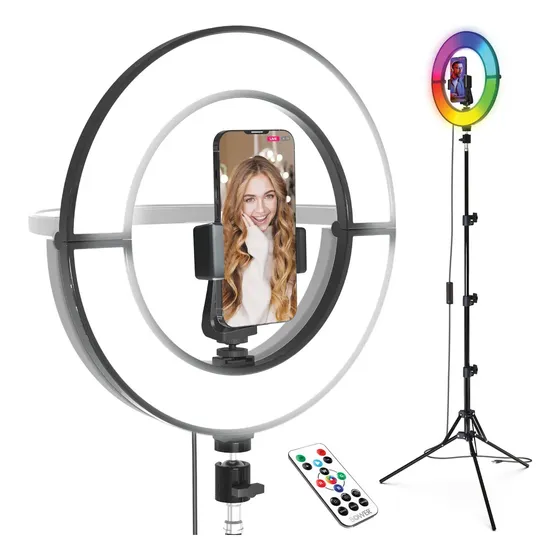 Aro De Luz Bower 12 In Led 6500 Lm 6000 K Remoto Negro White