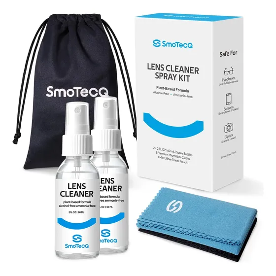 Kit Limpiador De Lentes Smotecq Spray 120ml Y Paños