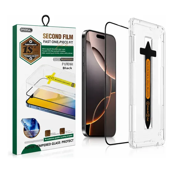 Vidrio Templado Full Cover Iphone 16 Pro Con Aplicador