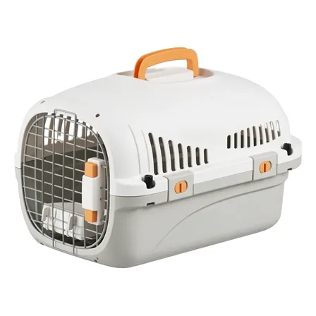 Caja Canil De Transporte Perro Y Gato Con Ventilación 32cm Naranja