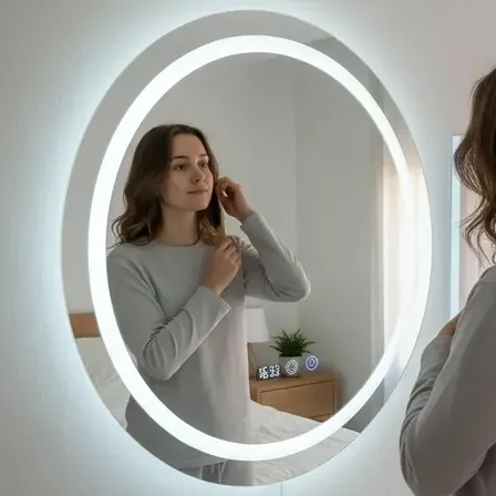 Espejo Con Luz Led Calida Fria O Neutra Touch Tactil Con Dimmer 50 Cm Redondo Para Baño Dormitorio Cuantoarte Circular Premium
