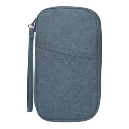 Organizador de Viaje Porta Pasaporte Documentos Celular y Tarjetas con Cierre Ideal para Turismo, Vuelos, Vacaciones y Uso Diario Compacto y Liviano Color Gris Levys Bazar