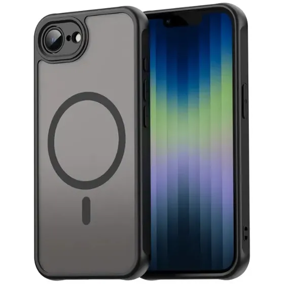 Funda Mate Para iPhone 16e / 17e (6.1 Pulgadas) Materiales Premium Alto Impacto Antigolpes Con Carga Magnetica Antihuellas Cubre Camara Protector Magsafe Borde Color - Negro