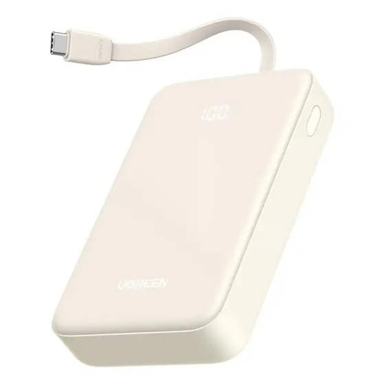 Cargador Ugreen Pb505 Usb-c/usb-a Portátil Con Cable Carga Super Rápida Blanco