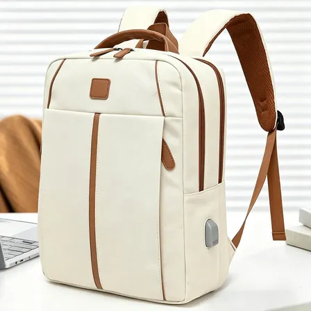Mochila De Viaje Para Embarque, Mochila De Viaje Grande, Unisex Beige Liso