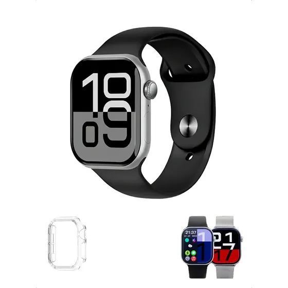 Reloj Smartwatch Mistral W10 Doble Malla Funda Protectora Metal Negro